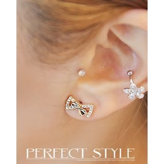 Miss21 Korea Rhinestone Bow Stud Earrings