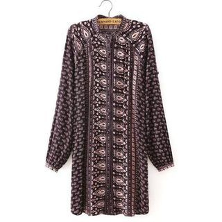 Chicsense Long-Sleeve Printed Dress