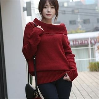 ode' Turtle-Neck Loose-Fit Rib-Knit Sweater