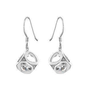 BELEC 925 Sterling Silver Cordate with White Cubic Zircon Earrings