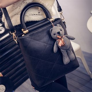 Nautilus Bags Stitching Accent Bucket Bag with Bear Charm