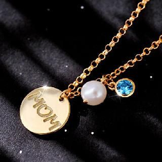 Mbox Jewelry Faux-Pearl Lettering Necklace