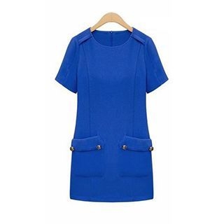 chome Short-Sleeve Dual Pocket Dress