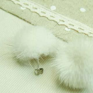 White Little Fur-like Earrings