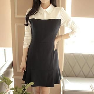 Quintess Color-Block Collared Dress