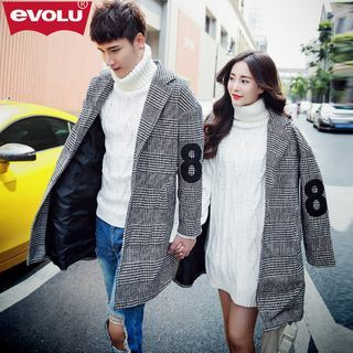 Evolu Matching Couple Embroidered Houndstooth Coat