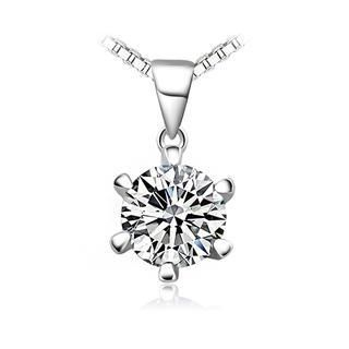 BELEC 925 Sterling Silver Flowers Pendant with White Cubic Zircon Necklace