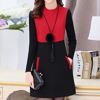 Donnae Knit Long-Sleeve Color-Block Dress