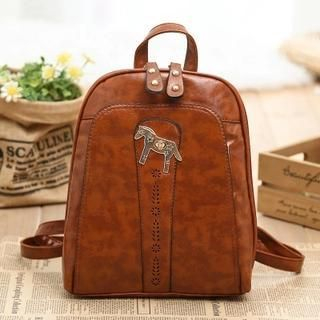 Vintage Kiss Faux Leather Horse Accent Backpack