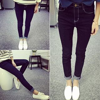 Bloombloom Elastic High-waist Jeans