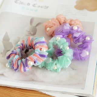 59 Seconds Set of 4: Lace Hair Tie Color Chosen at Random - One Size