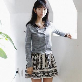 GOROKE Set: Round-Neck Mélange Cardigan + Tank Top