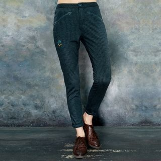 ELF SACK Paneled Embroidered Slim-Fit Pants