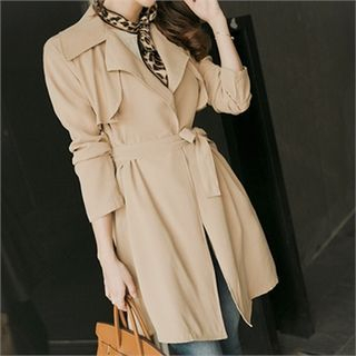 O.JANE Notched-Lapel Trench Coat with Sash