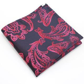 Xin Club Patterned Pocket Square Black, Red - One Size