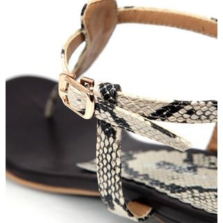 Snake-Print Thong Sandals