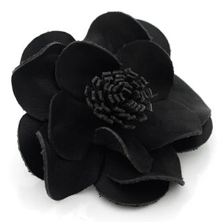 t. watch Black Leather Flower Charm