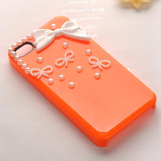 Fit-to-Kill Pearl Little Bowknot iPhone 4/4s Case Orange - One Size