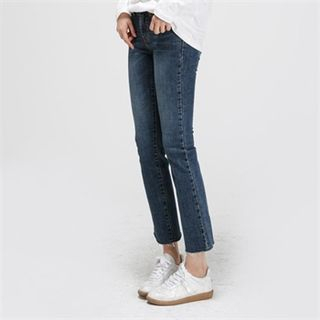 MAGJAY Fray-Hem Cropped Jeans