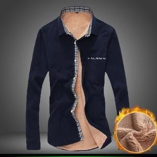 Alvicio Fleece-Lined Gingham Trim Shirt