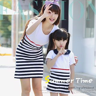 Igsoo Family Short-Sleeve Stripe T-shirt Dress