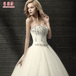 MSSBridal Embellished Strapless Wedding Ball Gown