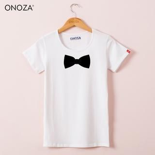 Onoza Short-Sleeve Bow-Accent T-Shirt