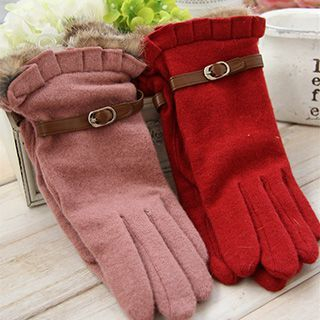 Rose Shop Frilled Fleece Gloves