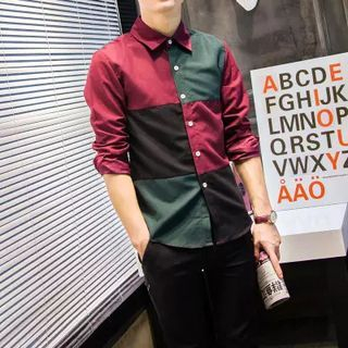 Bay Go Mall Colour Block Long-Sleeve Shirt
