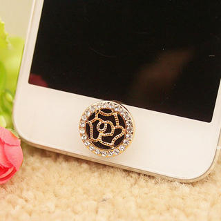 Fit-to-Kill Rose Diamond Iphone Button Sticker - Black Black - One Size