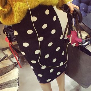 Eva Fashion Dotted Knit Midi Skirt