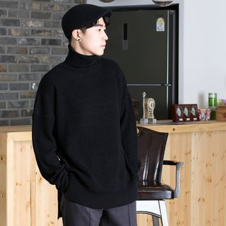 MODSLOOK Turtle-Neck Slit-Side Knit Top