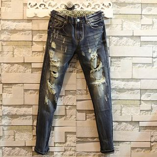 Rockedge Washed Distressed Slim-Fit Jeans