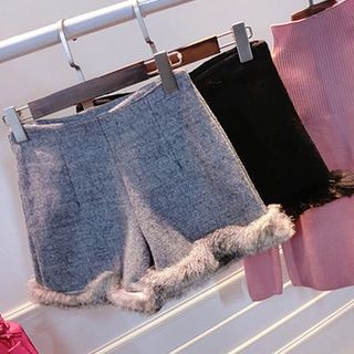 Octavia Faux Fur Woolen Shorts