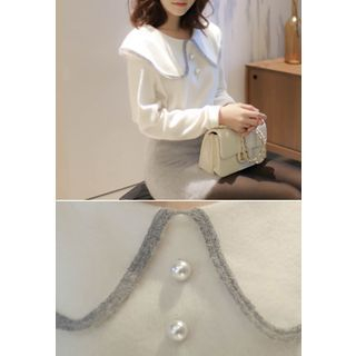MyFiona Sailor-Collar Faux-Pearl Knit Top
