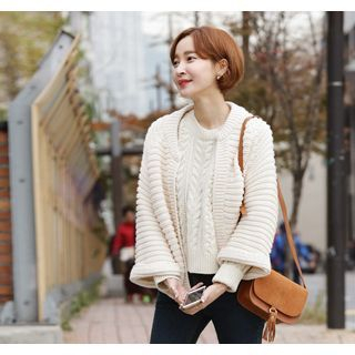 ssongbyssong Round-Neck Open-Front Cardigan