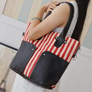 Bags 'n Sacks Striped Color Block Patch Tote