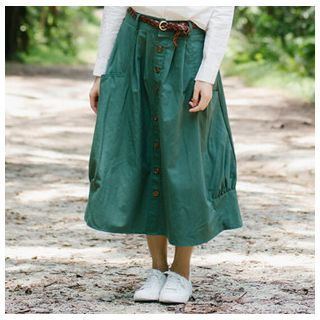 Clover Dream Buttoned Midi Skirt