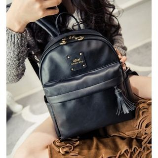 Youshine Faux Leather Tassel Backpack