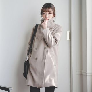 JUSTONE Funnel-Neck Double-Breasted Coat