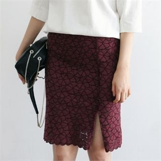 MAGJAY Slit-Front Lace Skirt