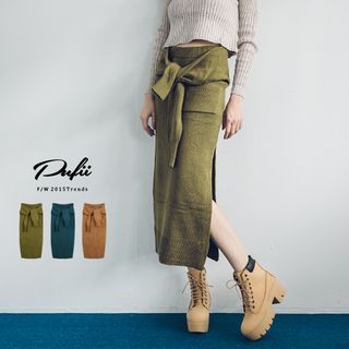 PUFII Knit Maxi Skirt