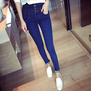 Fashion Street Buttoned Skinny Jeans