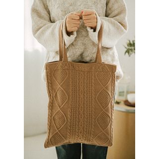 GOROKE Bobble Cable-Knit Shopper Bag