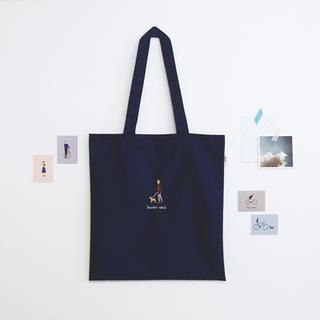 BABOSARANG Embroidered Canvas Shopper Bag Navy Blue - One Size