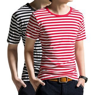 Chic Maison Short-Sleeve Stripe T-Shirt