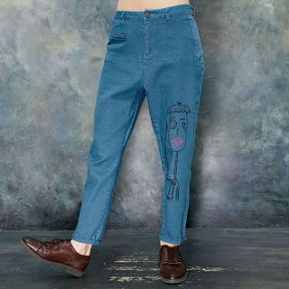 ELF SACK Embroidered Slim-Fit Pants