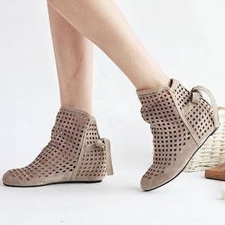 Sidewalk Perforated Hidden Wedge Ankle Boots