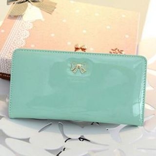 LineShow Patent Bow-Accent Long Wallet