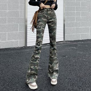 High Waist Camo Print Flared Jeans (Various Designs)